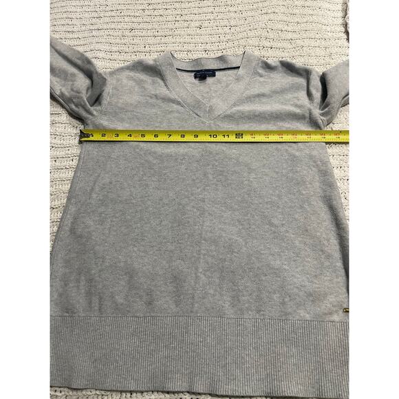 Tommy Hilfiger Sweater Long Sleeve V Neck Lightweight Knit Womens Sz Small Gray - Picture 4 of 9